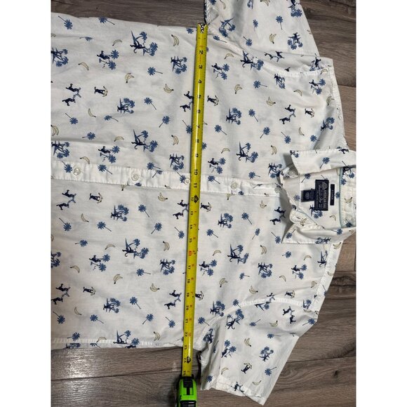 American Rag X-Large White All Over Tropical Monkey & Banana SS Shirt 100% Cotto - Picture 3 of 8